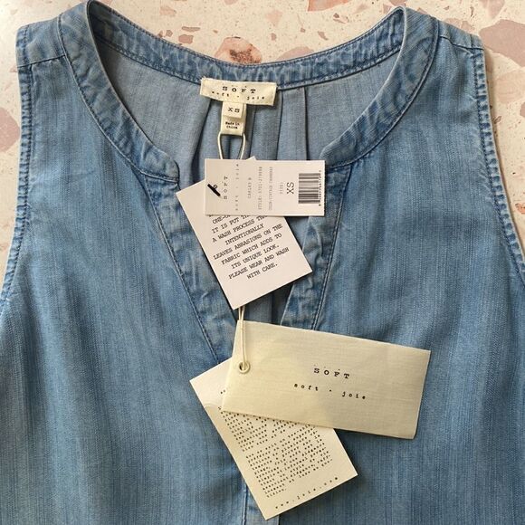 NWT joie soft Carley B chambray denim tank top - Picture 9 of 10